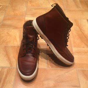 Aldo Men’s Copper Brown Leather Chunky Lace Up Rubber Boots